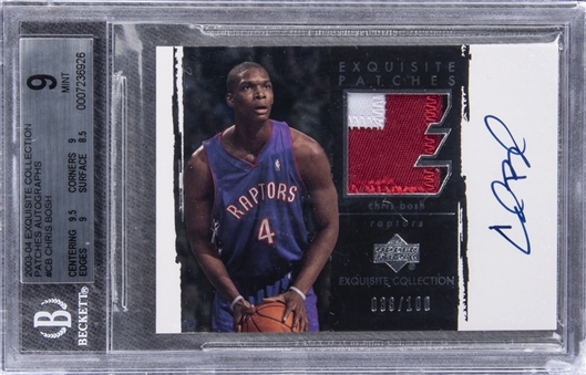 2003-04 UD "Exquisite Collection" Patches #CB Chris Bosh Signed Rookie Card (#036/100) – BGS MINT 9/BGS 10